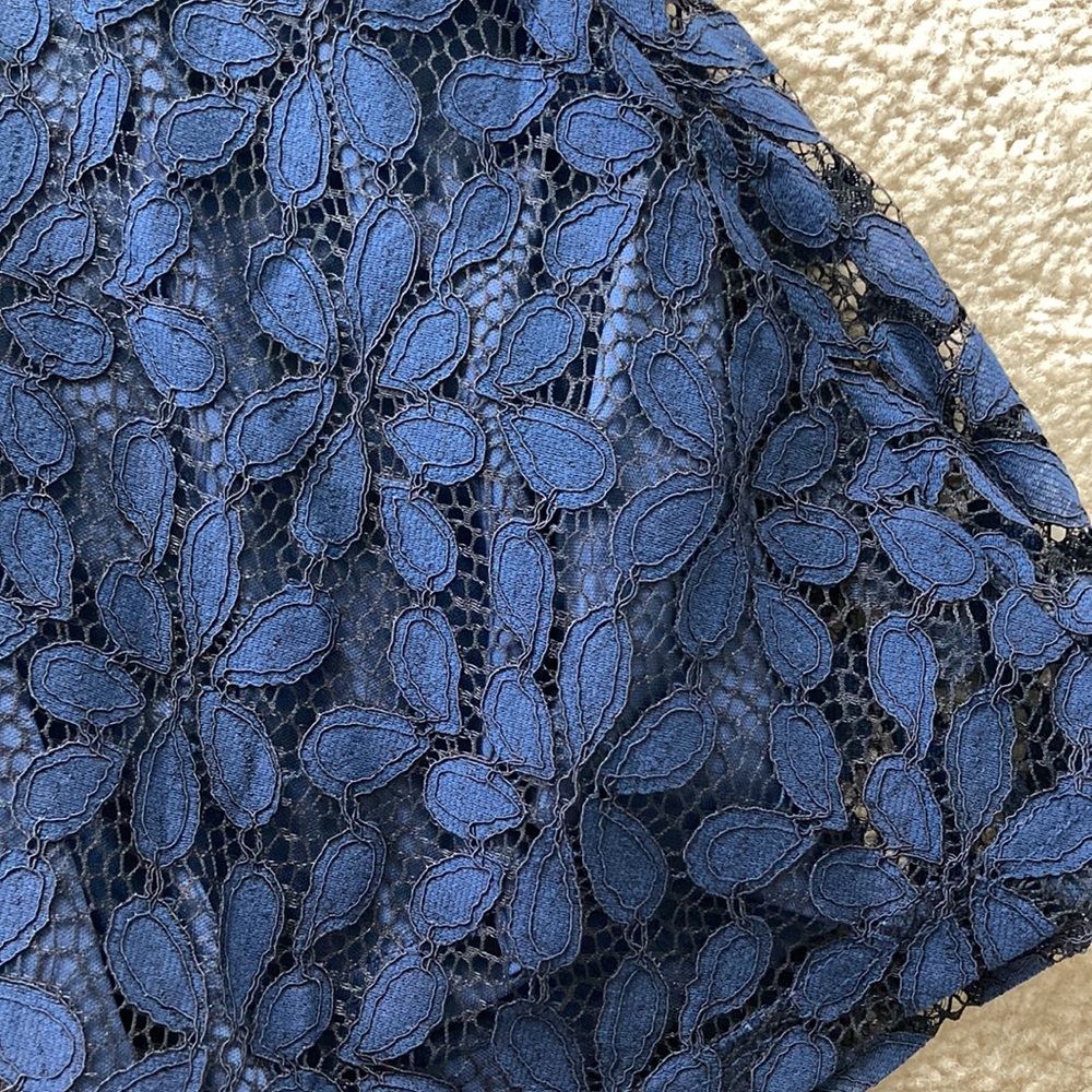 Navy Blue Short Sleeve Lace Dress - Picture 5 of 9